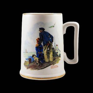 Vintage Norman Rockwell Mug 1985 Looking Out to Sea 12oz Coffee Cup Nautical 5in